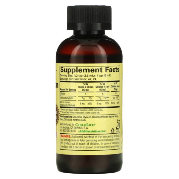 ChildLife Essentials, Hierro líquido, Sabor natural a bayas, 118 ml (4 oz. Líq.) - Imagen 2