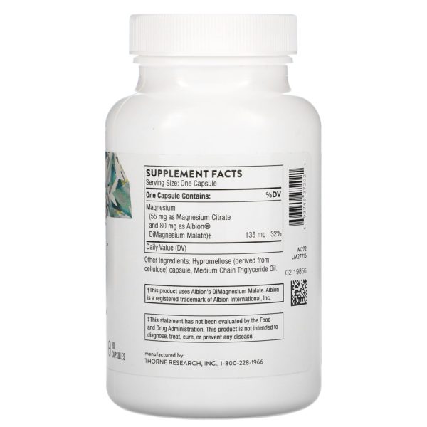 Thorne, Magnesium CitraMate, Suplemento alimentario, 90 cápsulas - Imagen 2