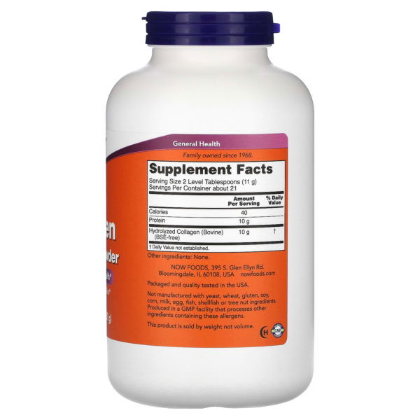 NOW Foods, Péptidos de colágeno en polvo, 227 g (8 oz) - Imagen 2