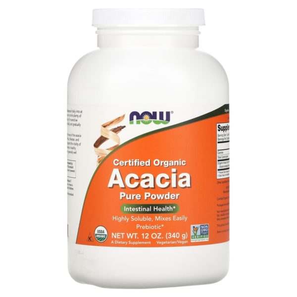 NOW Foods, Certificación orgánica, Fibra de acacia, Polvo, 12 oz (340 g)