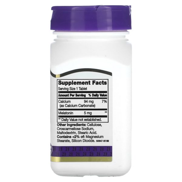 21st Century, Melatonina, 5 mg, 120 comprimidos - Imagen 2