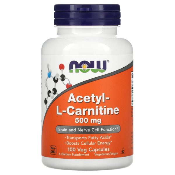 NOW Foods, Acetil-L-Carnitina, 500 mg, 100 cápsulas vegetales