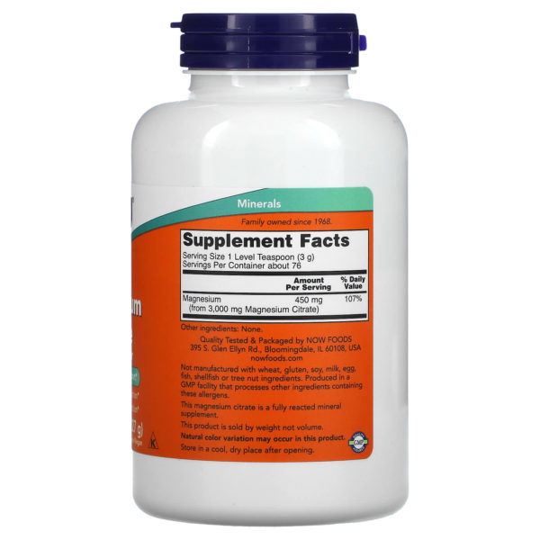 NOW Foods, Citrato de magnesio puro en polvo, 227 g (8 oz) - Imagen 2