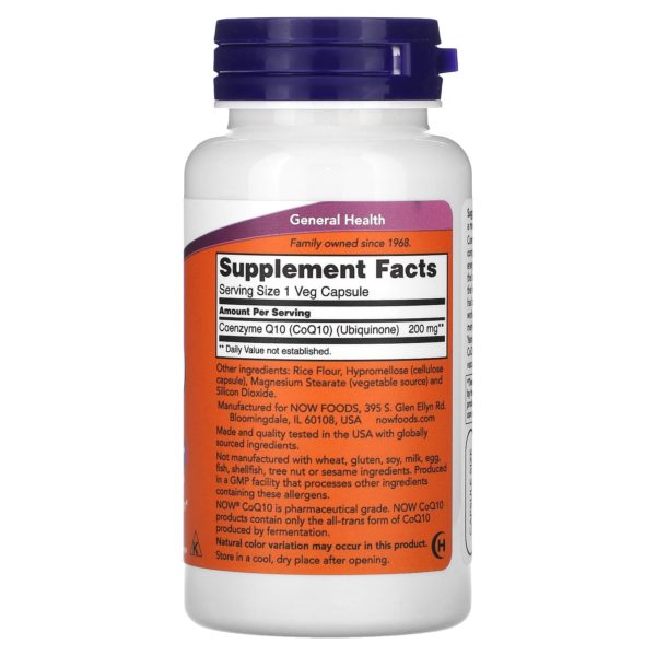 NOW Foods, CoQ10, 200 mg, 60 cápsulas vegetales - Imagen 2