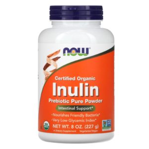 NOW Foods, Inulina orgánica certificada, Prebiótico puro en polvo, 227 g (8 oz)