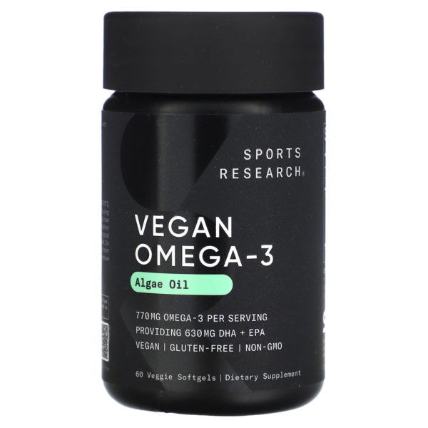 Sports Research, Suplemento con omega-3 vegano, 60 cápsulas blandas vegetales