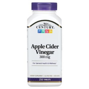21st Century, vinagre de manzana 300 mg, 250 comprimidos