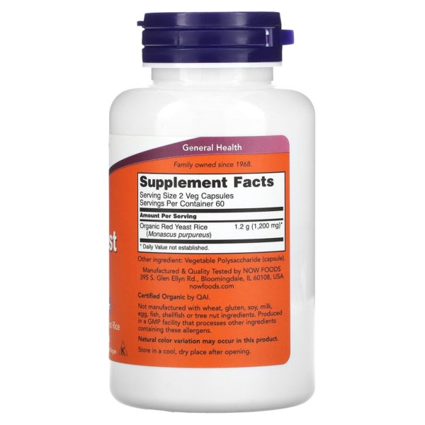 NOW Foods, Arroz de levadura roja, 600 mg, 120 cápsulas vegetales - Imagen 2