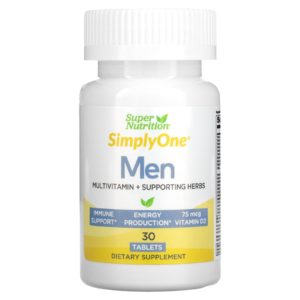 Super Nutrition, SimplyOne, Hombres, Suplemento multivitamínico de triple acción, 30 comprimidos
