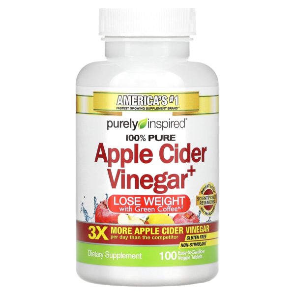 Purely Inspired, Vinagre de sidra de manzana+, 100 comprimidos vegetales fáciles de ingerir - Imagen 3
