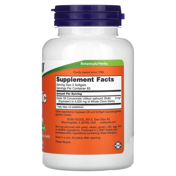 NOW Foods, Aceite de ajo, 1500 mg, 250 cápsulas blandas - Imagen 2