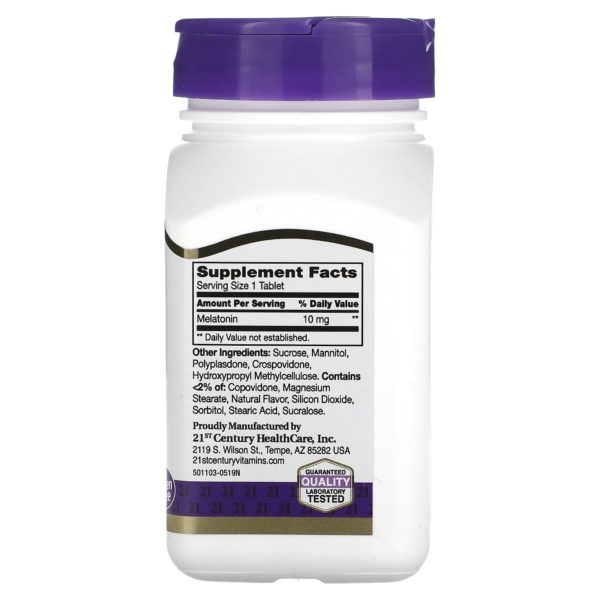 21st Century, Melatonina de disolución rápida, Sabor a cereza, 10 mg, 120 comprimidos - Imagen 2