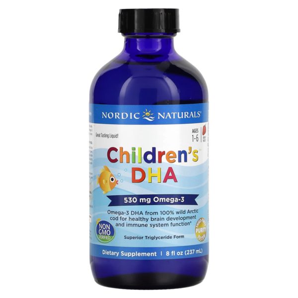 Nordic Naturals, Children's DHA, DHA para niños de 1 a 6 años, Fresa, 530 mg, 237 ml (8 oz. líq.)