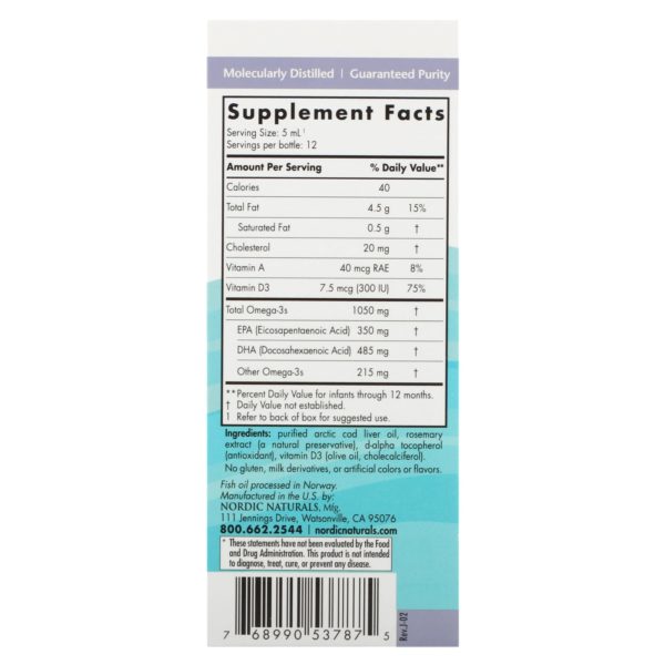 Nordic Naturals, Baby's DHA con vitamina D3, Suplemento para bebés, 1050 mg, 60 ml (2 oz. líq.) - Imagen 2