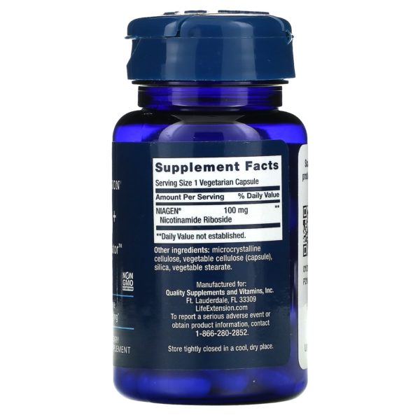 Life Extension, NAD + Regenerador celular, Ribósido de nicotinamida NIAGEN, 100 mg, 30 cápsulas vegetales - Imagen 2