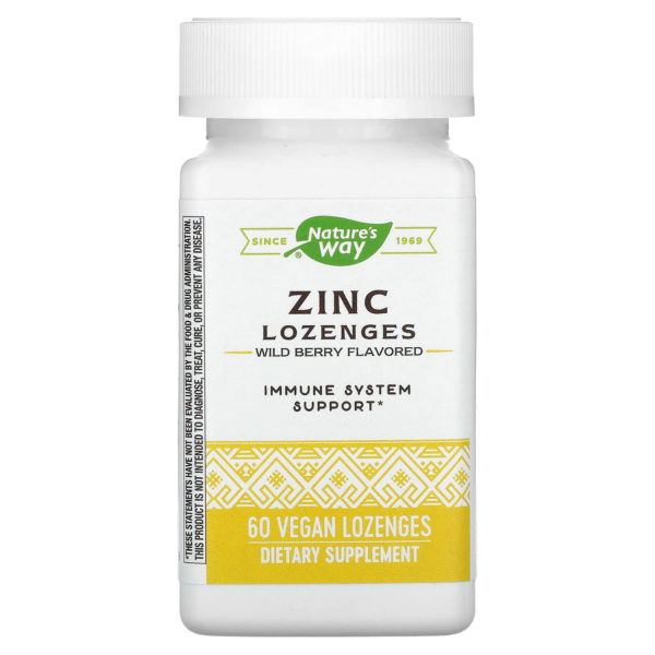 Nature's Way, Pastillas de zinc, Sabor a frutos rojos, 60 pastillas veganas