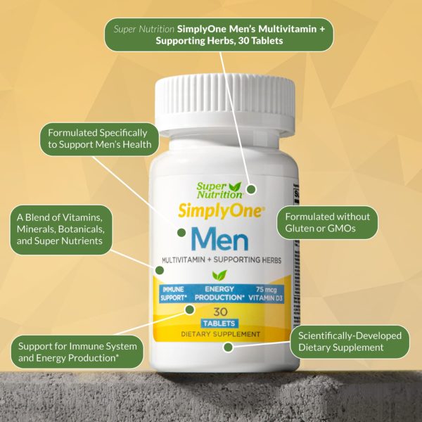 Super Nutrition, SimplyOne, Hombres, Suplemento multivitamínico de triple acción, 30 comprimidos - Imagen 6