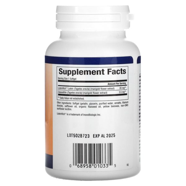 Natural Factors, Luteína, 20 mg, 120 cápsulas blandas - Imagen 2