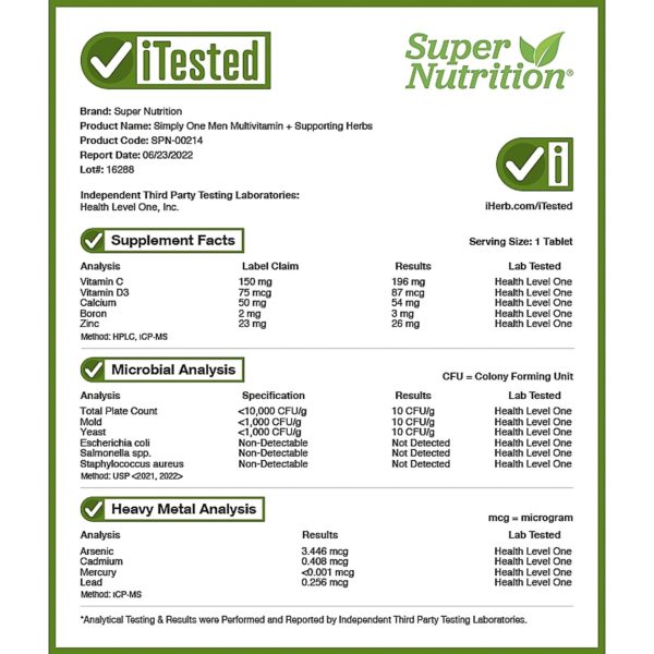 Super Nutrition, SimplyOne, Hombres, Suplemento multivitamínico de triple acción, 30 comprimidos - Imagen 5