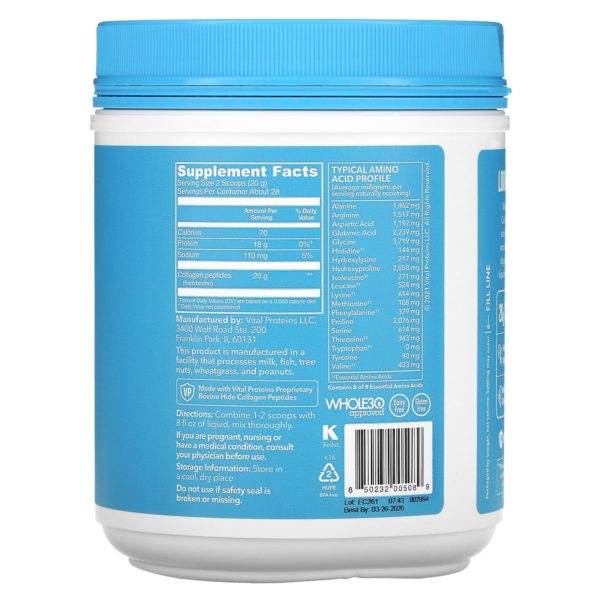 Vital Proteins, Péptidos de colágeno, Sin sabor, 567 g (1,25 lb) - Imagen 2