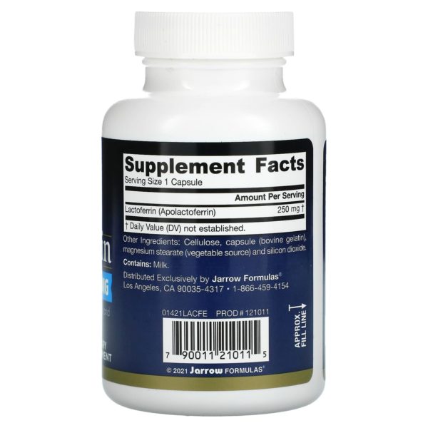 Jarrow Formulas, Lactoferrina, Liofilizada, 250 mg, 60 cápsulas - Imagen 2