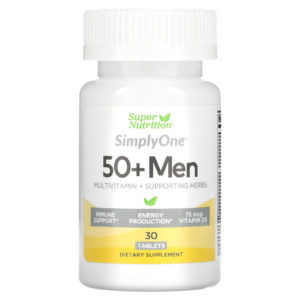 Super Nutrition, SimplyOne, Hombres mayores de 50 años, Suplemento multivitamínico de triple acción, 30 comprimidos
