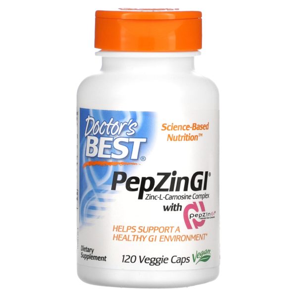 Doctor's Best, PepZin GI, Complejo de zinc-L-carnosina, 120 cápsulas vegetales