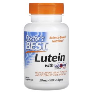 Doctor's Best, Luteína con Lutemax 2020, 20 mg, 180 cápsulas blandas