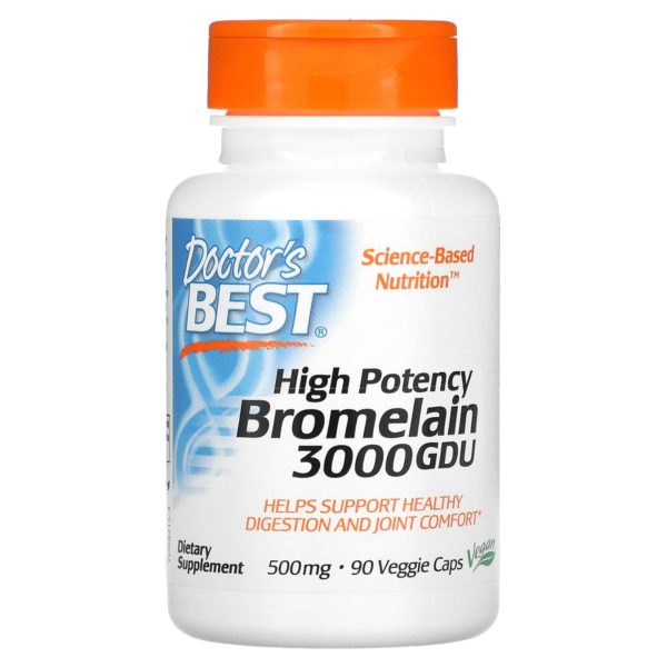 Doctor's Best, Bromelina 3000 UDG de alta potencia, 500 mg, 90 cápsulas vegetales
