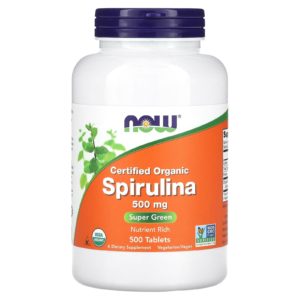 NOW Foods, Espirulina orgánica certificada, 500 mg, 500 comprimidos