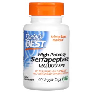 Doctor's Best, Serrapeptasa de alta potencia, 120.000 USP, 90 cápsulas vegetales