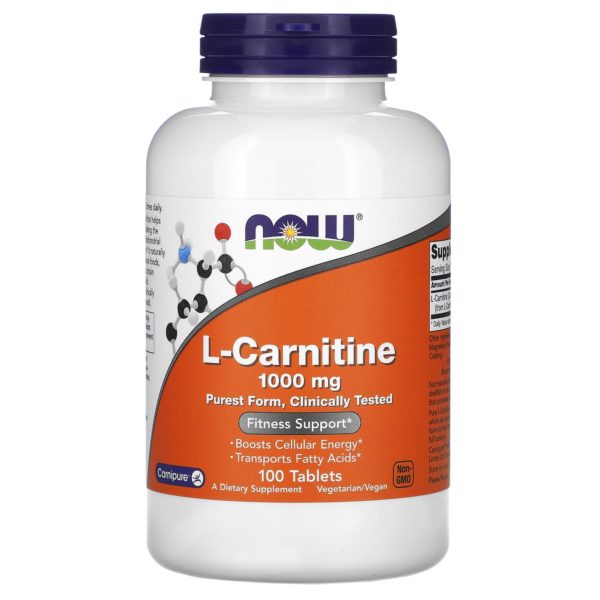 NOW Foods, L-carnitina, 1000 mg, 100 comprimidos