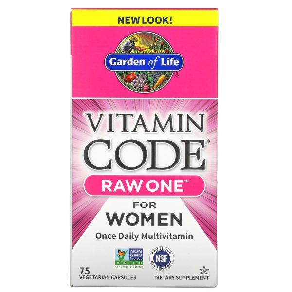 Garden of Life, Vitamin Code, RAW One, Suplemento multivitamínico de una ingesta diaria para mujeres, 75 cápsulas vegetales