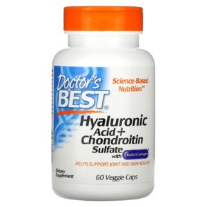 Doctor's Best, Ácido hialurónico y sulfato de condroitina con BioCell Collagen, 60 cápsulas vegetales