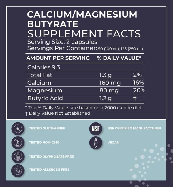 BodyBio, Calcium/ Magnesium Butyrate, 100 caps - Imagen 2